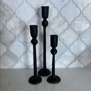Black Metal Taper Candle Holders - Set of 3